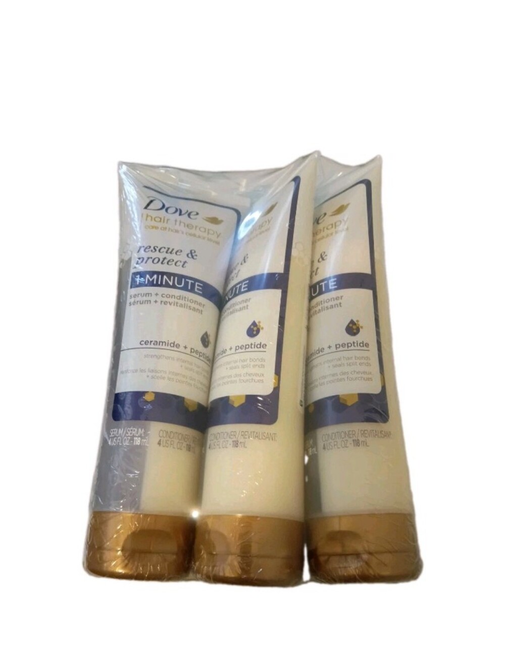 DOVE 3 pack Hair Therapy rescue & protect 1 min Serum + Conditioner Strengthens